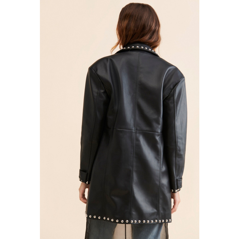 COLIN LOCASCIO Black Studded Bernie Vegan Leather Jacket S - Picture 3 of 9
